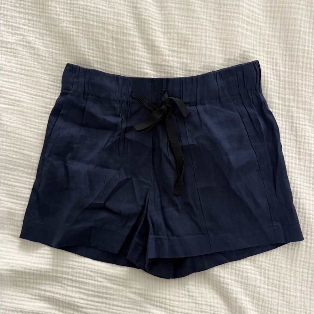 BABATON ARITZIA Navy Drawstring Linen Blend Women's Shorts